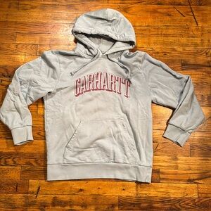 CARHARTT WIP Men's Light Blue Hoodie 100% Cotton Red Spell Out Logo Size S‎